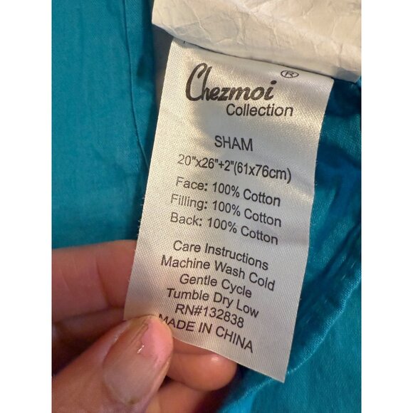 Two Chezmoi Collection Odette Boho Chic Quilted Scalloped Standard Cotton Shams - Picture 9 of 10